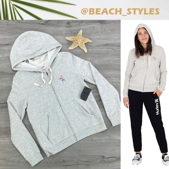 🔆HURLEY🔆 BIRDS OF PARADISE ZIP UP HOODIE SWEATSHIRT - Picture 1 of 16
